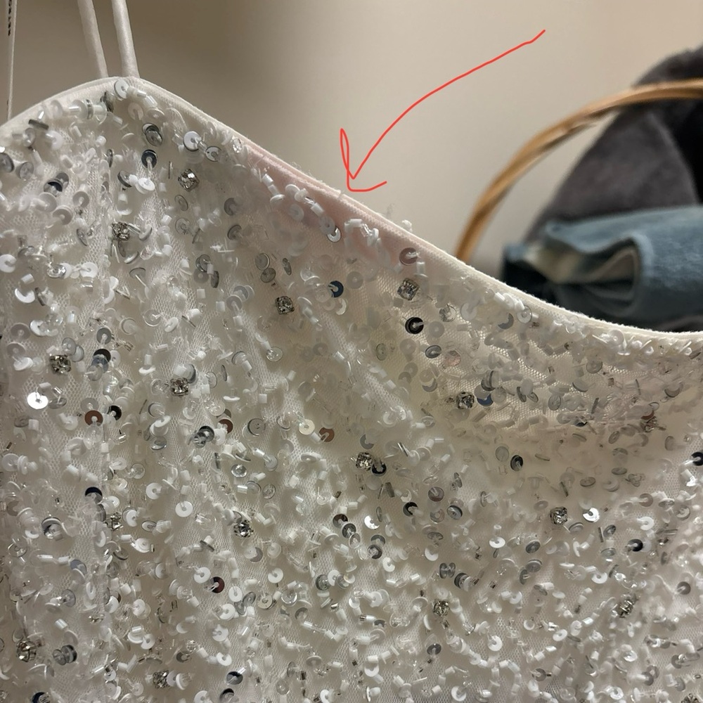Retrofete Dionne Sequin Dress in Silver & White - Picture 7 of 7